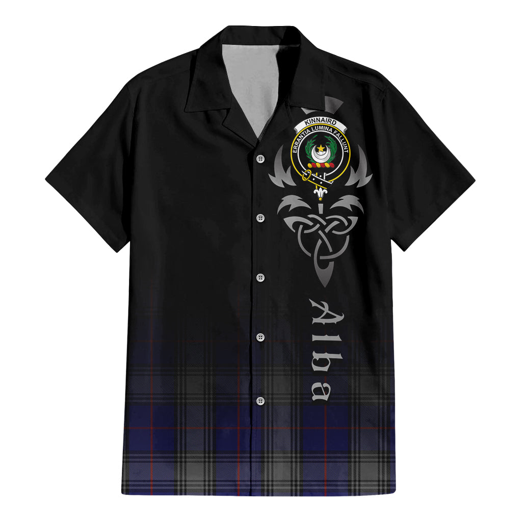 Tartan Vibes Clothing Kinnaird Tartan Short Sleeve Button Up Featuring Alba Gu Brath Family Crest Celtic Inspired