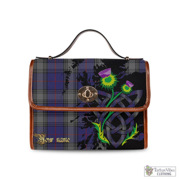 Kinnaird Tartan Waterproof Canvas Bag with Scotland Map and Thistle Celtic Accents