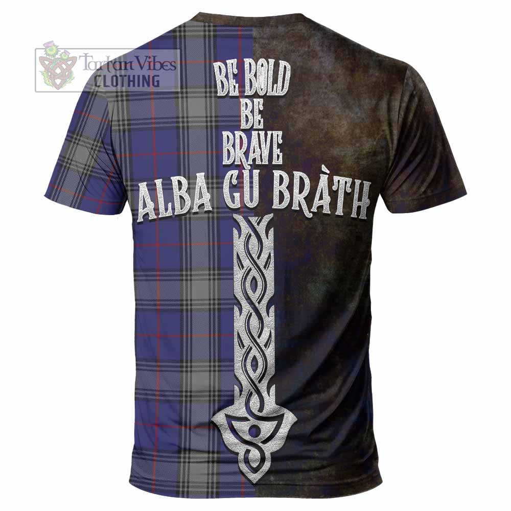 Tartan Vibes Clothing Kinnaird Tartan Family Crest T-Shirt Alba Gu Brath Be Brave Lion Ancient Style