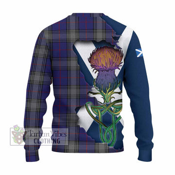 Tartan Vibes Clothing Kinnaird Tartan Family Crest Knitted Sweater Scottish Thistle Celtic Inspired