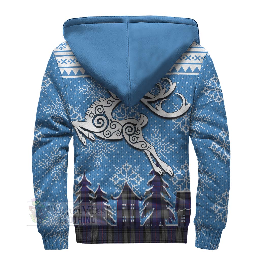 Tartan Vibes Clothing Kinnaird Clan Christmas Sherpa Hoodie Celtic Reindeer Style