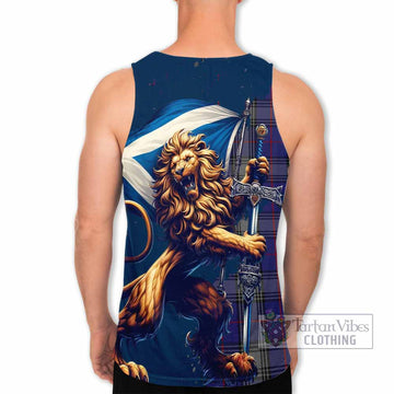 Tartan Vibes Clothing Kinnaird Tartan Family Crest Men's Tank Top with Scottish Majestic Lion