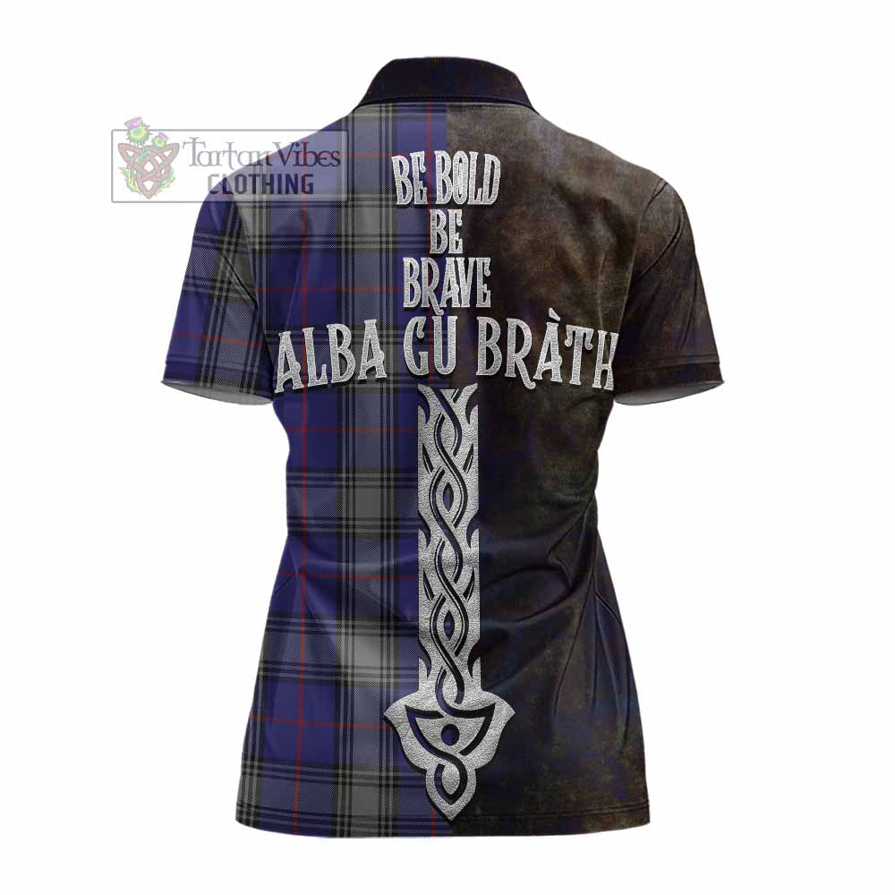 Tartan Vibes Clothing Kinnaird Tartan Family Crest Women's Polo Shirt Alba Gu Brath Be Brave Lion Ancient Style