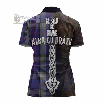 Kinnaird Tartan Family Crest Women's Polo Shirt Alba Gu Brath Be Brave Lion Ancient Style