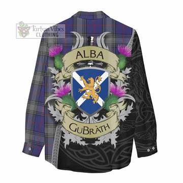 Tartan Vibes Clothing Kinnaird Tartan Family Crest Women's Casual Shirt Lion Rampant Royal Thistle Shield Celtic Inspired