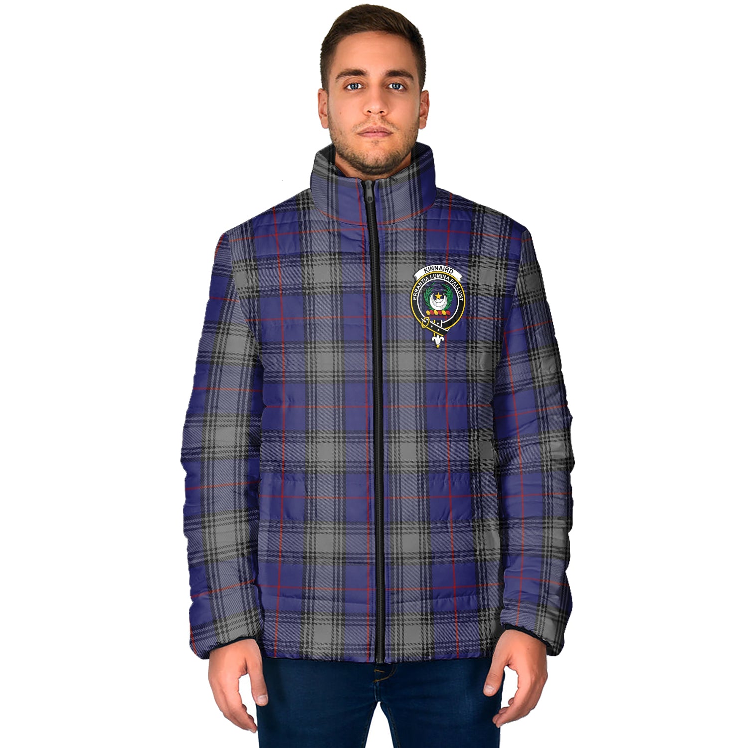 Kinnaird Tartan Padded Jacket with Family Crest - Tartan Vibes Clothing