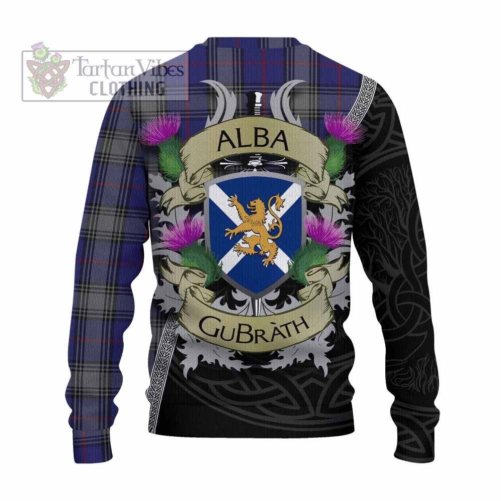 Tartan Vibes Clothing Kinnaird Tartan Family Crest Knitted Sweater Lion Rampant Royal Thistle Shield Celtic Inspired