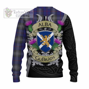 Tartan Vibes Clothing Kinnaird Tartan Family Crest Knitted Sweater Lion Rampant Royal Thistle Shield Celtic Inspired