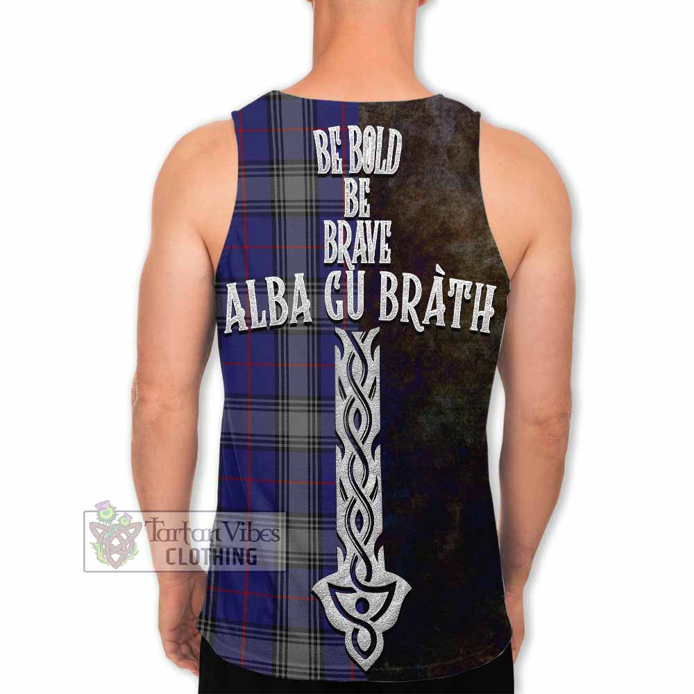 Tartan Vibes Clothing Kinnaird Tartan Family Crest Men's Tank Top Alba Gu Brath Be Brave Lion Ancient Style
