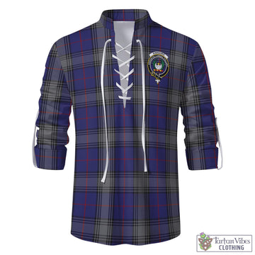 Tartan Vibes Clothing Kinnaird Tartan Men's Scottish Traditional Jacobite Ghillie Kilt Shirt with Family Crest