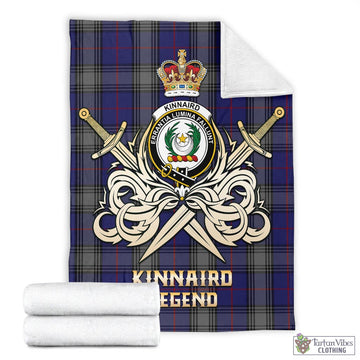 Kinnaird Tartan Blanket with Clan Crest and the Golden Sword of Courageous Legacy