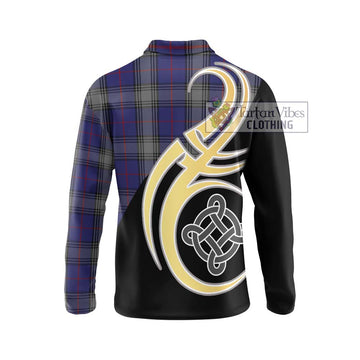 Kinnaird Tartan Long Sleeve Polo Shirt with Family Crest and Celtic Symbol Style - Tartan Vibes Clothing