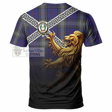 Tartan Vibes Clothing Kinnaird Crest Tartan T-Shirt with Golden Lion Emblem Celtic Style