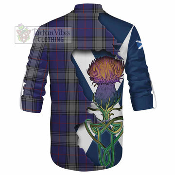 Tartan Vibes Clothing Kinnaird Tartan Family Crest Ghillie Kilt Shirt Scottish Thistle Celtic Inspired