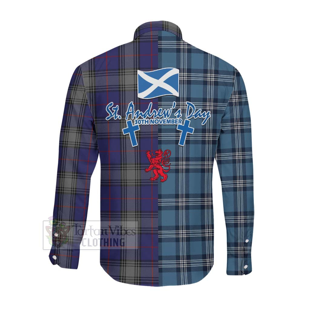 Tartan Vibes Clothing Kinnaird Tartan Long Sleeve Button Shirt Happy St. Andrew's Day Half Tartan Style