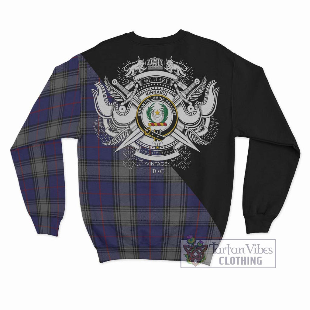 Kinnaird Tartan Sweatshirt with Family Crest and Military Logo Style - Tartanvibesclothing Shop