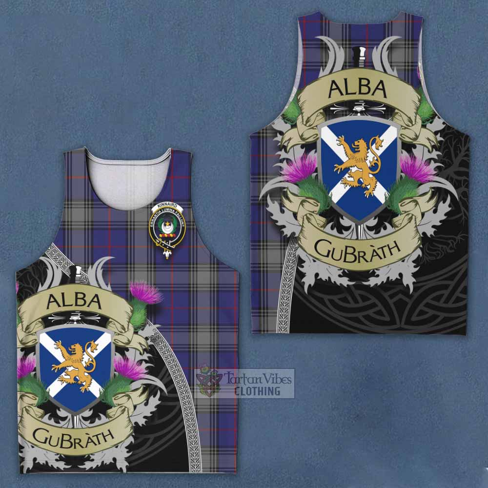 Tartan Vibes Clothing Kinnaird Tartan Family Crest Men's Tank Top Lion Rampant Royal Thistle Shield Celtic Inspired