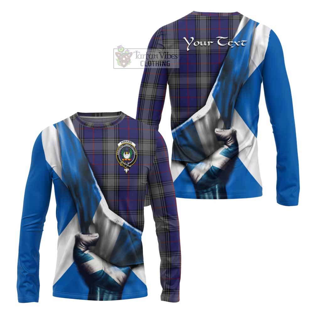 Tartan Vibes Clothing Kinnaird Tartan Long Sleeve T-Shirt with Family Crest Scotland Patriotic Style