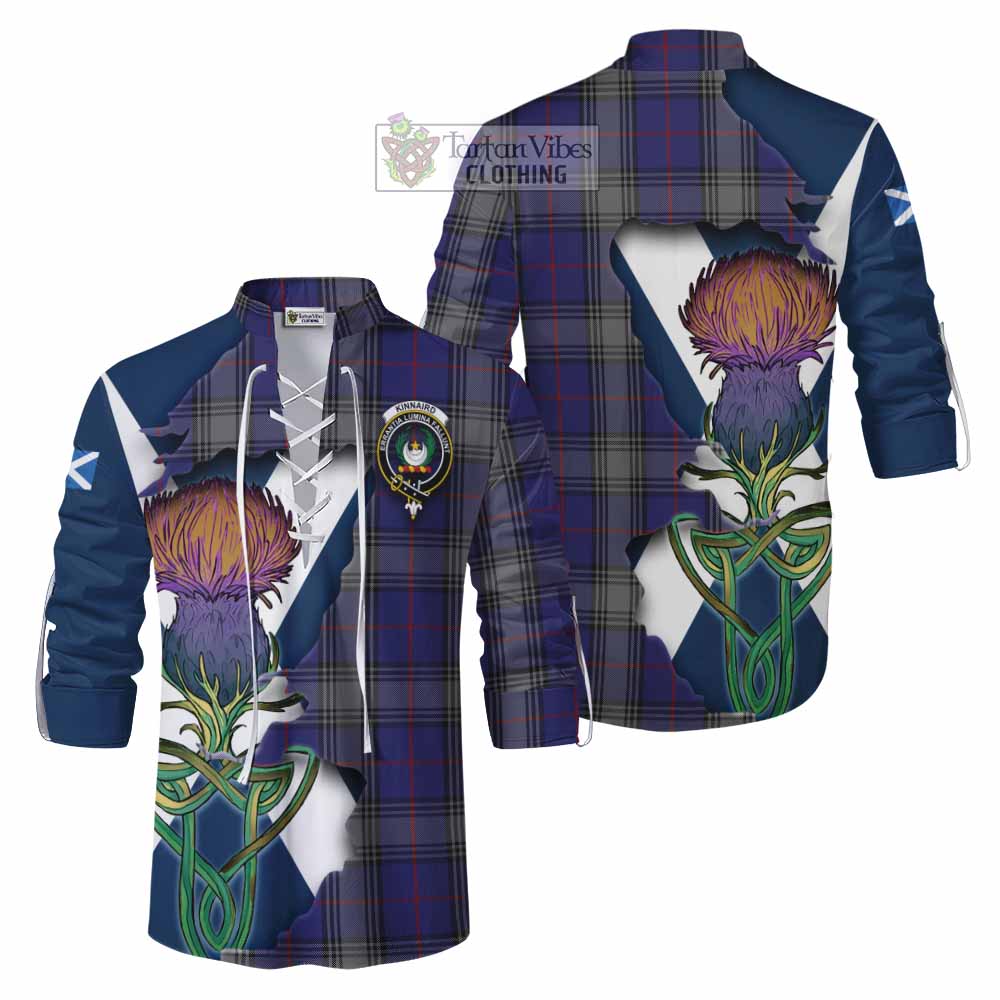 Tartan Vibes Clothing Kinnaird Tartan Family Crest Ghillie Kilt Shirt Scottish Thistle Celtic Inspired