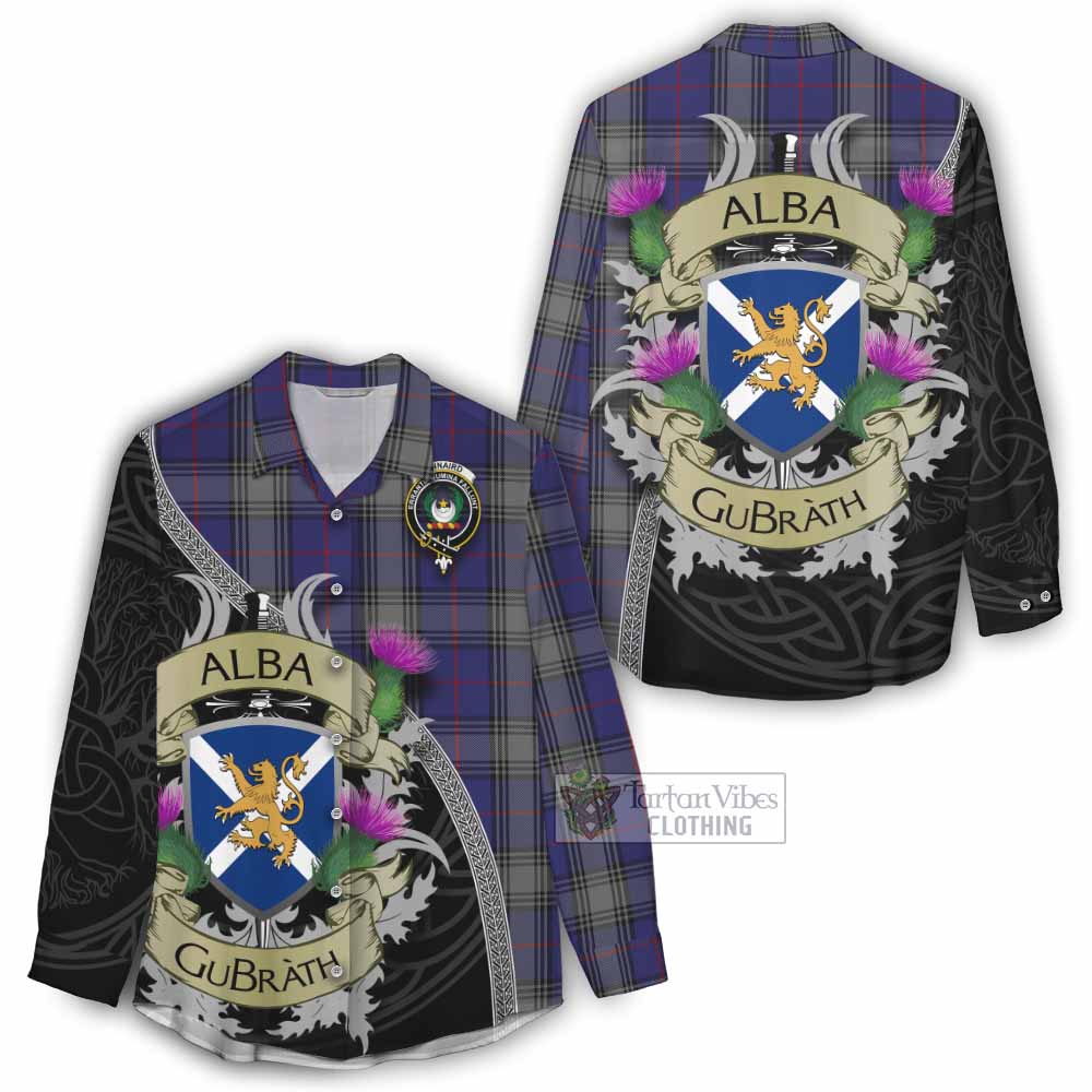 Tartan Vibes Clothing Kinnaird Tartan Family Crest Women's Casual Shirt Lion Rampant Royal Thistle Shield Celtic Inspired