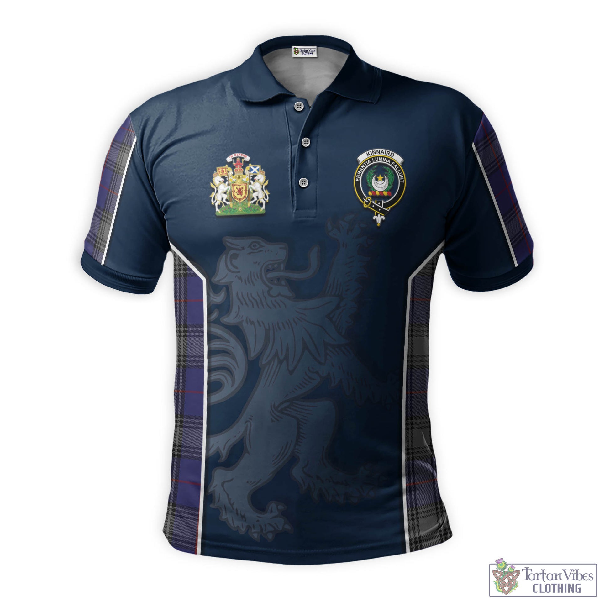 Tartan Vibes Clothing Kinnaird Tartan Men's Polo Shirt with Family Crest and Lion Rampant Vibes Sport Style