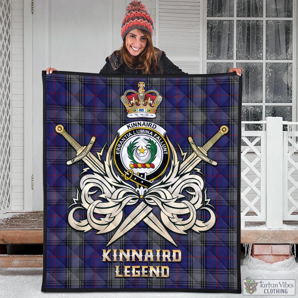 Tartan Vibes Clothing Kinnaird Tartan Quilt with Clan Crest and the Golden Sword of Courageous Legacy