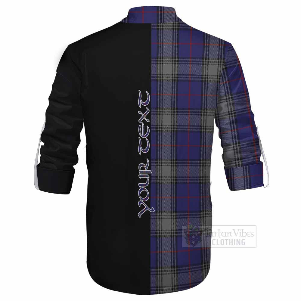 Tartan Vibes Clothing Kinnaird Tartan Ghillie Kilt Shirt with Family Crest and Half Of Me Style