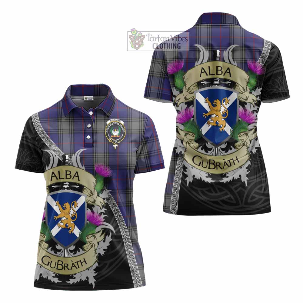 Tartan Vibes Clothing Kinnaird Tartan Family Crest Women's Polo Shirt Lion Rampant Royal Thistle Shield Celtic Inspired