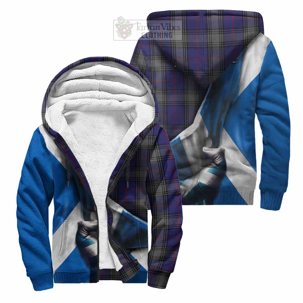 Tartan Vibes Clothing Kinnaird Tartan Sherpa Hoodie with Family Crest Scotland Patriotic Style