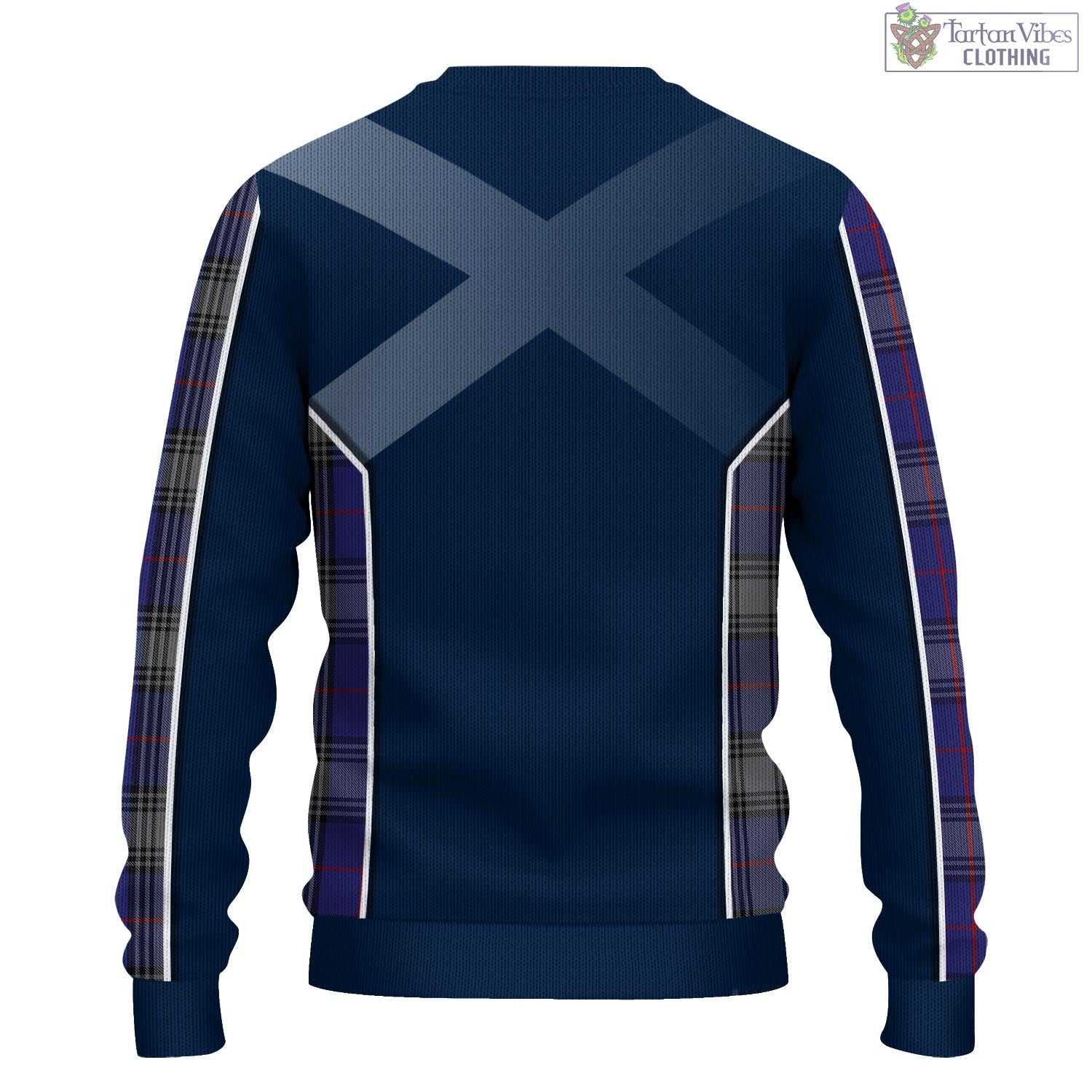Tartan Vibes Clothing Kinnaird Tartan Knitted Sweatshirt with Family Crest and Scottish Thistle Vibes Sport Style