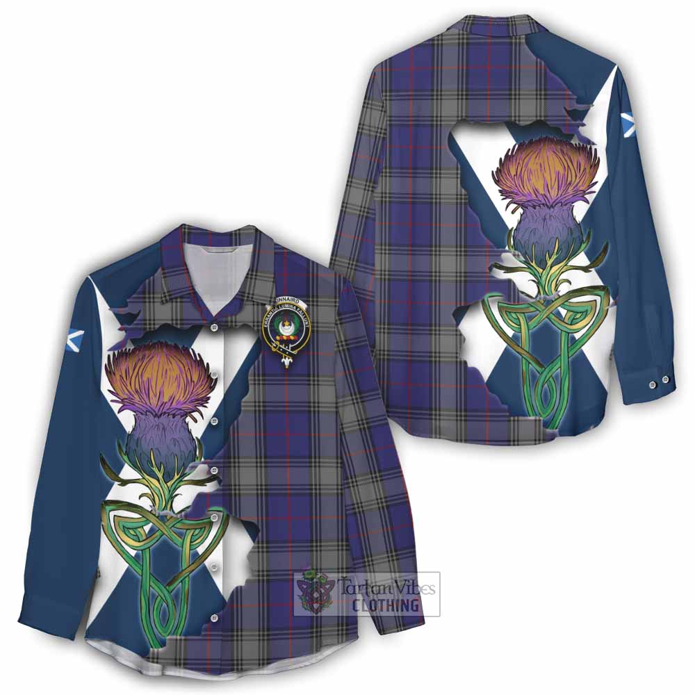 Tartan Vibes Clothing Kinnaird Tartan Family Crest Women's Casual Shirt Scottish Thistle Celtic Inspired