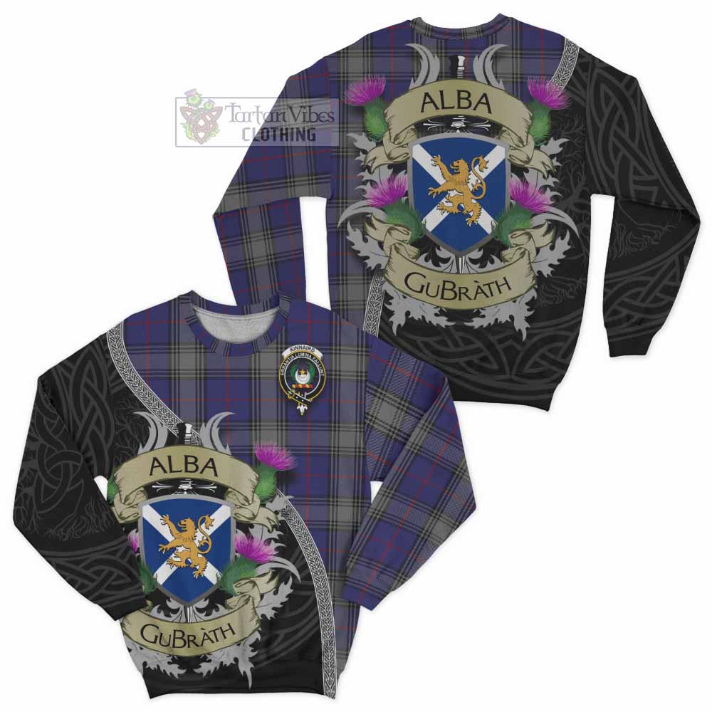 Tartan Vibes Clothing Kinnaird Tartan Family Crest Sweatshirt Lion Rampant Royal Thistle Shield Celtic Inspired