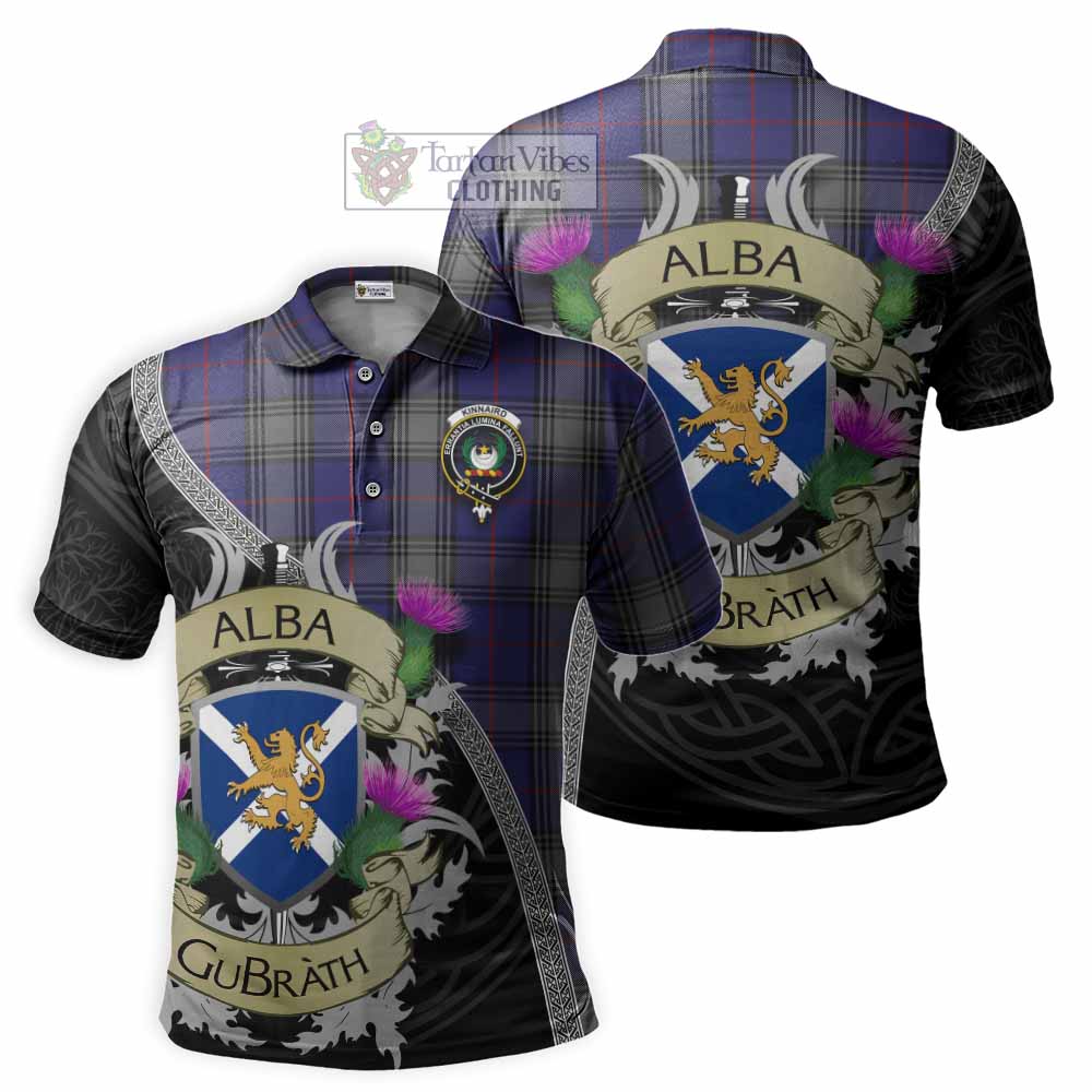 Kinnaird Tartan Family Crest Polo Shirt Lion Rampant Royal Thistle Shield Celtic Inspired - Tartan Vibes Clothing