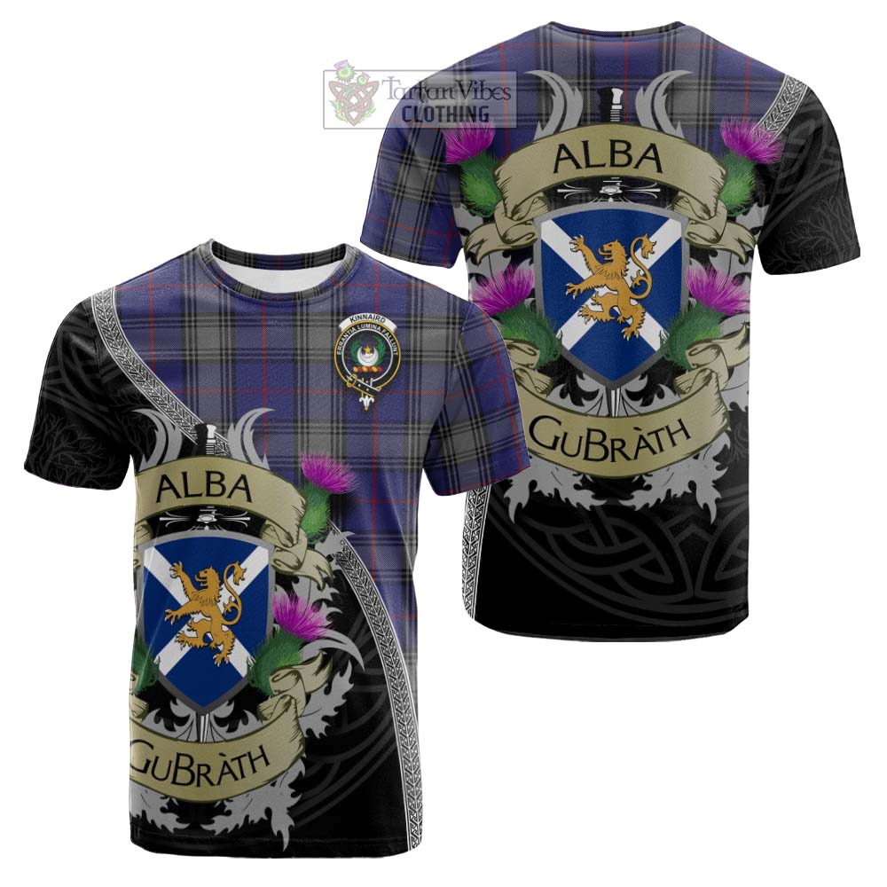 Tartan Vibes Clothing Kinnaird Tartan Family Crest Cotton T-shirt Lion Rampant Royal Thistle Shield Celtic Inspired