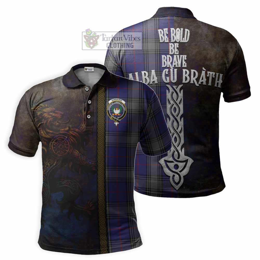 Tartan Vibes Clothing Kinnaird Tartan Family Crest Polo Shirt Alba Gu Brath Be Brave Lion Ancient Style