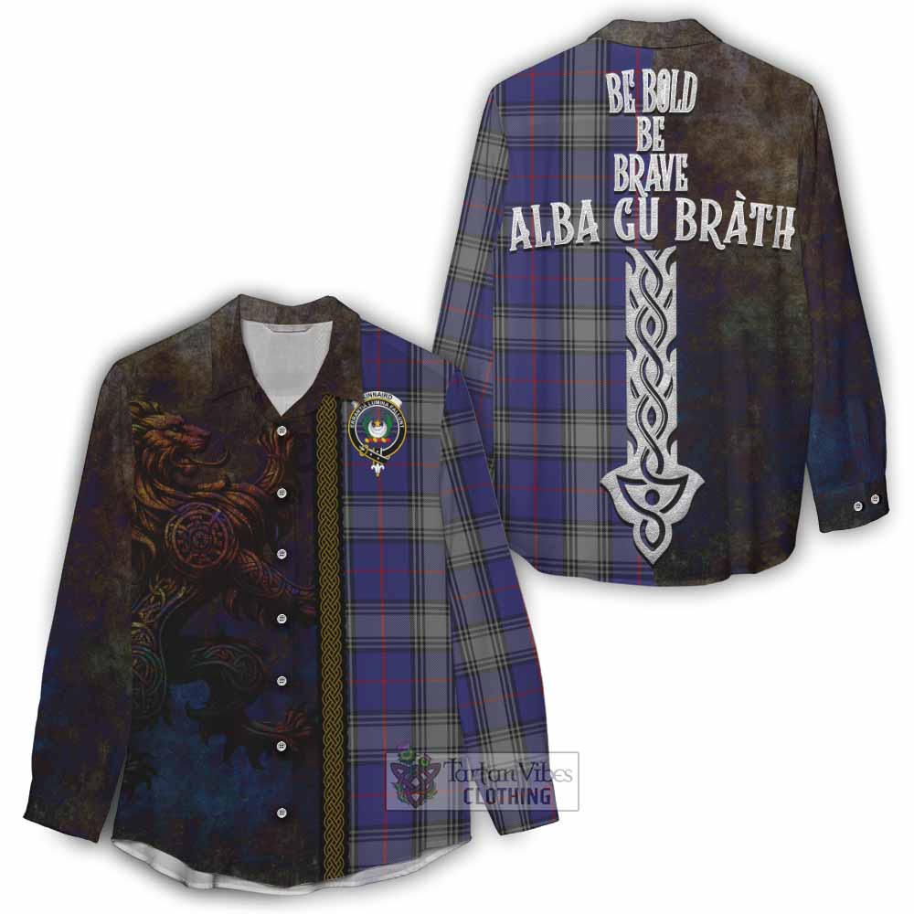 Tartan Vibes Clothing Kinnaird Tartan Family Crest Women's Casual Shirt Alba Gu Brath Be Brave Lion Ancient Style