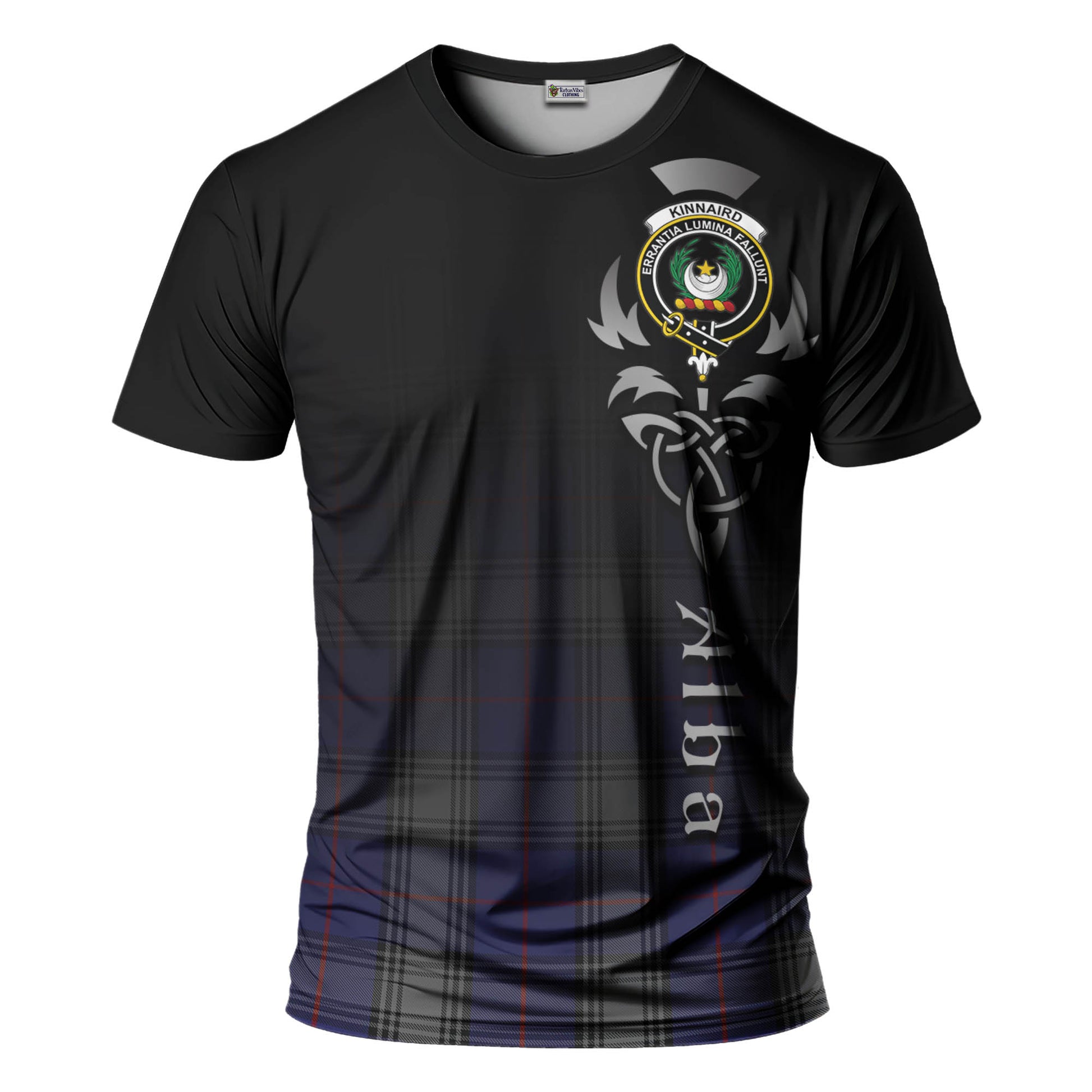 Tartan Vibes Clothing Kinnaird Tartan T-Shirt Featuring Alba Gu Brath Family Crest Celtic Inspired