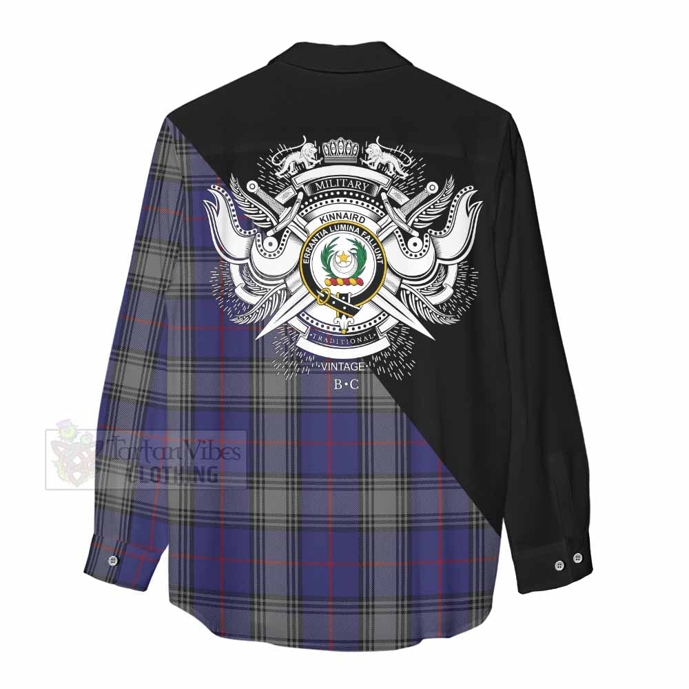Tartan Vibes Clothing Kinnaird Tartan Women's Casual Shirt with Family Crest and Military Logo Style