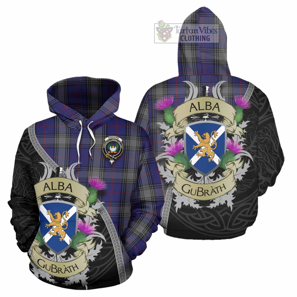 Tartan Vibes Clothing Kinnaird Tartan Family Crest Hoodie Lion Rampant Royal Thistle Shield Celtic Inspired