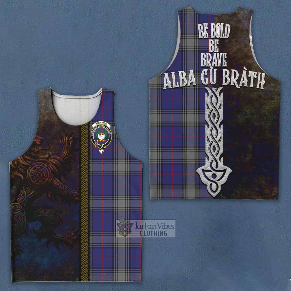 Tartan Vibes Clothing Kinnaird Tartan Family Crest Men's Tank Top Alba Gu Brath Be Brave Lion Ancient Style