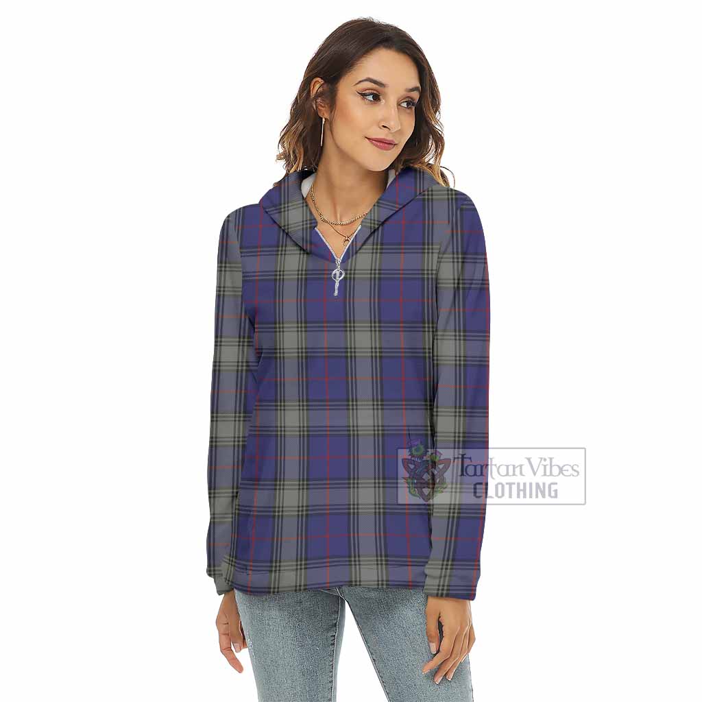 Tartan Vibes Clothing Kinnaird Tartan Women's Borg  Half Zip Fleece Hoodie