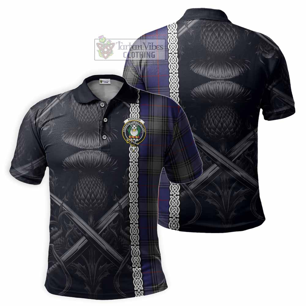 Tartan Vibes Clothing Kinnaird Tartan Polo Shirt with Family Crest Cross Sword Thistle Celtic Vibes