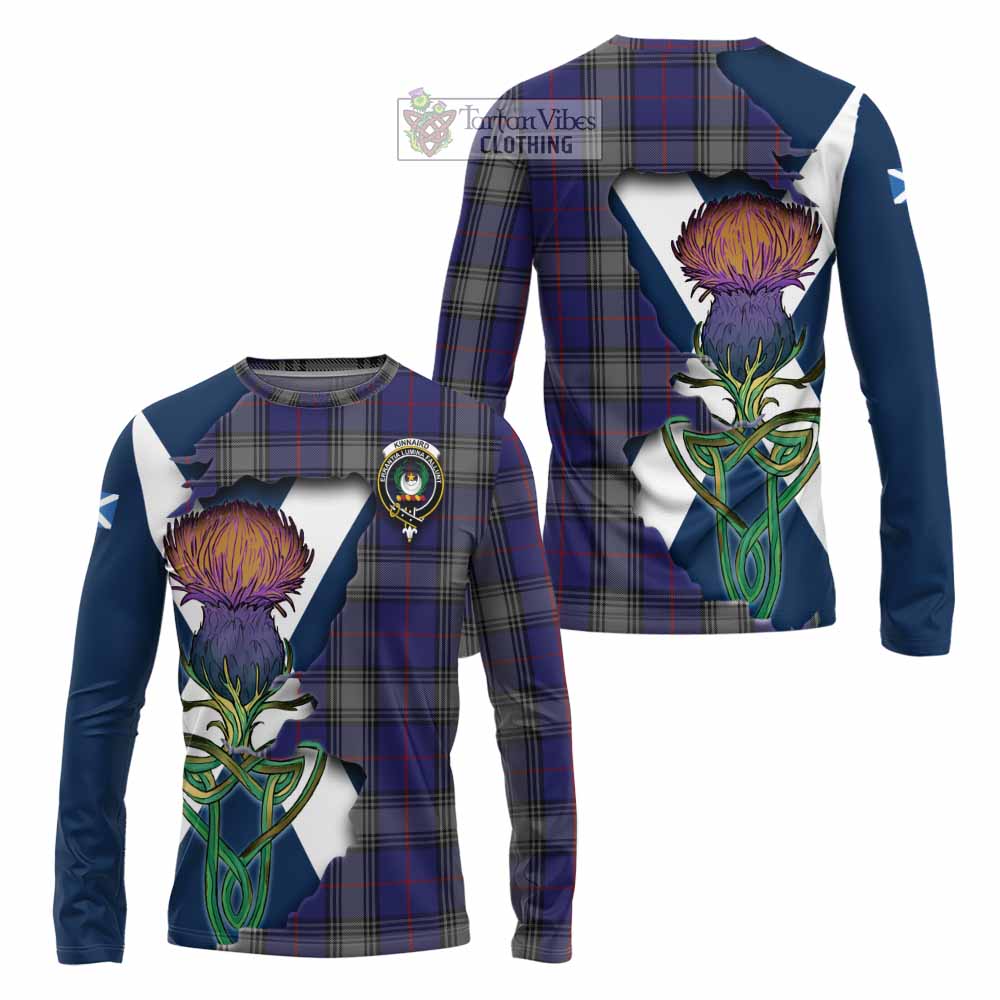 Tartan Vibes Clothing Kinnaird Tartan Family Crest Long Sleeve T-Shirt Scottish Thistle Celtic Inspired
