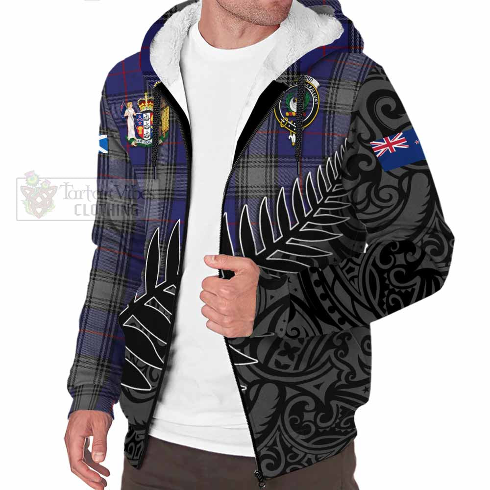 Tartan Vibes Clothing Kinnaird Crest Tartan Sherpa Hoodie with New Zealand Silver Fern Half Style