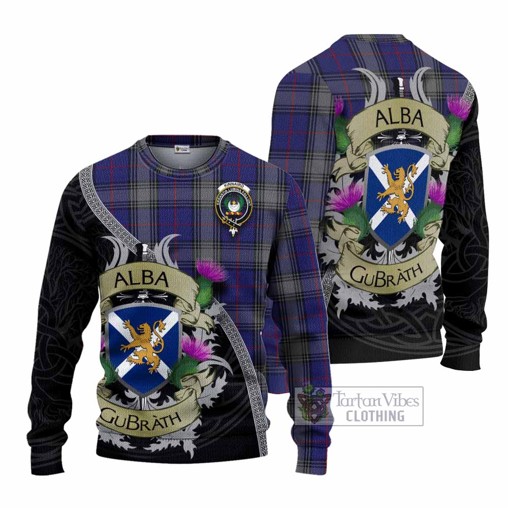 Tartan Vibes Clothing Kinnaird Tartan Family Crest Knitted Sweater Lion Rampant Royal Thistle Shield Celtic Inspired