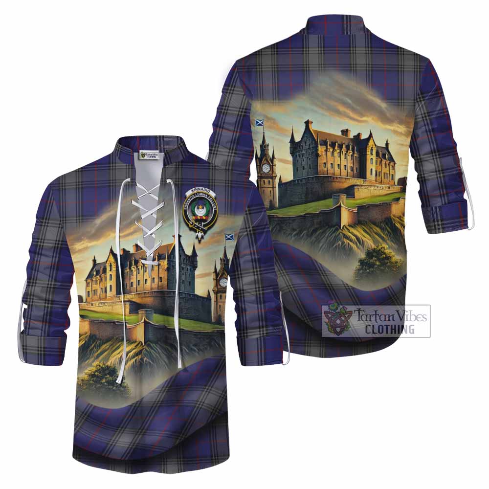 Tartan Vibes Clothing Kinnaird Tartan Family Crest Ghillie Kilt Shirt with Scottish Ancient Castle Style