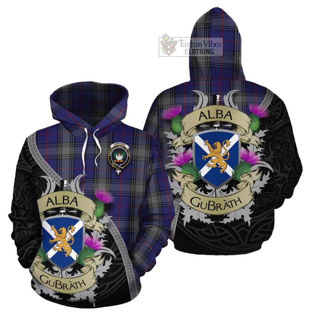 Tartan Vibes Clothing Kinnaird Tartan Family Crest Cotton Hoodie Lion Rampant Royal Thistle Shield Celtic Inspired