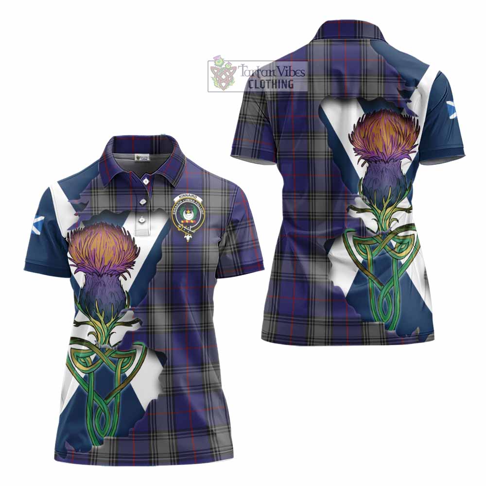 Tartan Vibes Clothing Kinnaird Tartan Family Crest Women's Polo Shirt Scottish Thistle Celtic Inspired