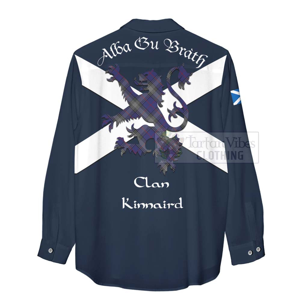 Tartan Vibes Clothing Kinnaird Tartan Lion Rampant Women's Casual Shirt Proudly Display Your Heritage with Alba Gu Brath and Clan Name