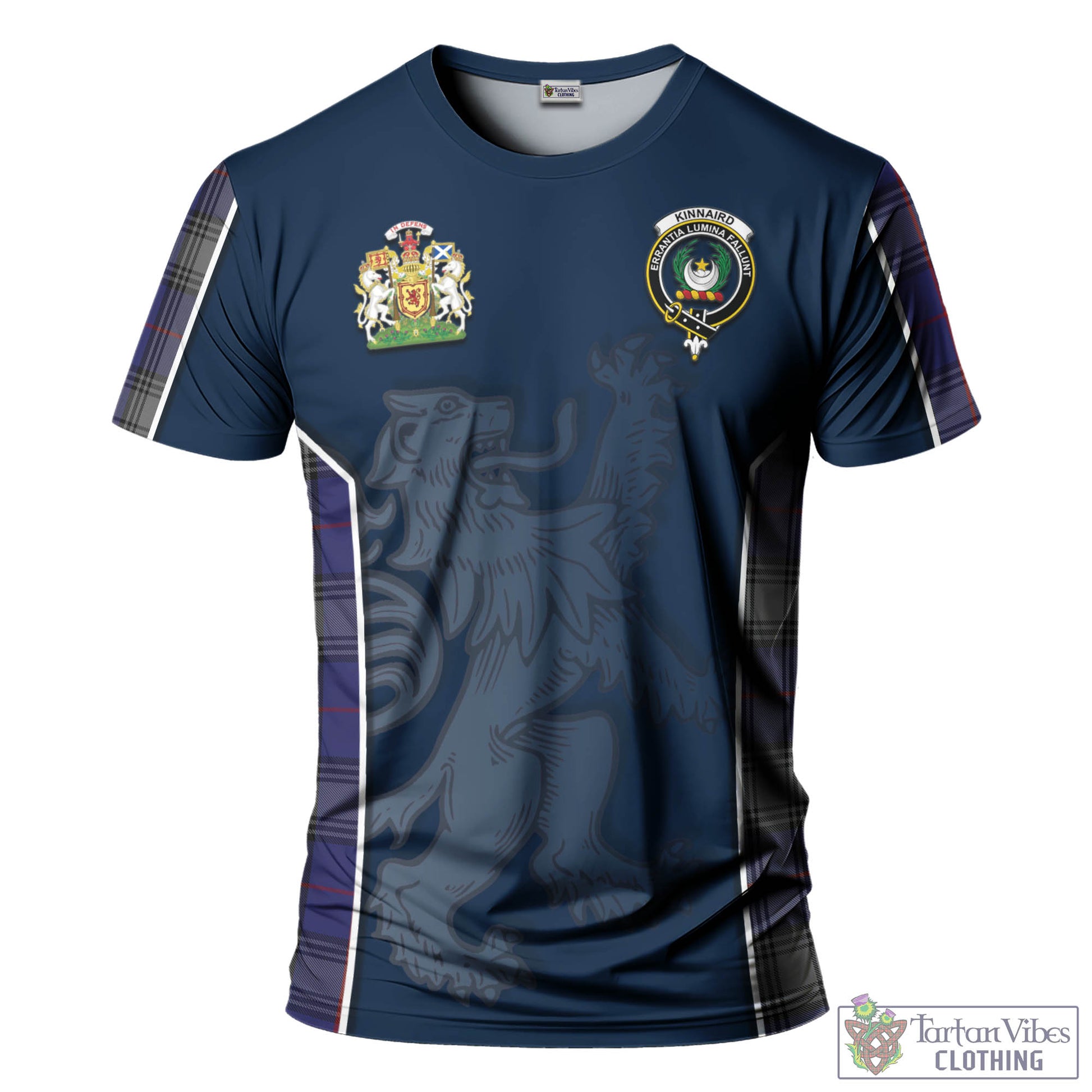 Tartan Vibes Clothing Kinnaird Tartan T-Shirt with Family Crest and Lion Rampant Vibes Sport Style